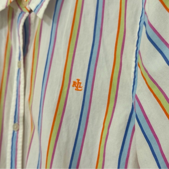 RALPH LAUREN LRL Long Sleeve Button Womens Rainbow Stripe Size S - Picture 2 of 4